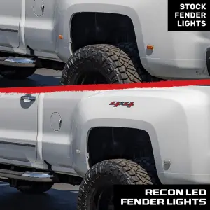 Recon Truck Accessories - 264138CL | Recon Dually Fender Lenses (4-Piece Set) w/ 2 Red LED Lights & 2 Amber LED Lights in Clear (2015-2024 Silverado, Sierra 3500) - Image 8