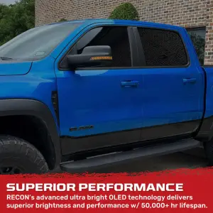 Recon Truck Accessories - 264246WHBKS |ÊReconÊSide Mirror Lenses Scanning LED Turn Signals White LED in Smoked (2019-2024 Ram 1500) - Image 2