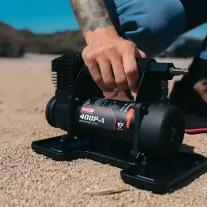 VIAIR - 40145 | VIAIR 400P EF Automatic Portable Compressor / Tire Inflator With Inline 160 PSI Gauge Inflation Gun | 150 PSI, 12 Volt Power Battery Clamps With 2-Pin SAE Connector - Image 2