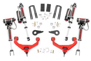 97550RED | Rough Country 3.5 Inch Lift Kit For Chevrolet Silverado/GMC Sierra 2500HD/3500HD 2WD/4WD | Factory Rear Overload Springs, Red Finish Control Arm, Vertex Reservoir Shocks