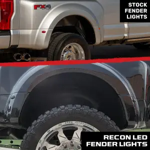 Recon Truck Accessories - 264136WHBK | Recon Fender LED Lights (4-Piece Set)Êw/ 4 White LED Lights in Smoked (2011-2024 F350, F450 Super Duty) - Image 8