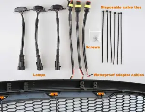 Recon Truck Accessories - 264439BK | ReconÊUniversal Front Grille LED Light Kit with Amber LED Running Lights and Smoked Lenses 3pc Kit - Image 2