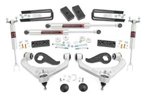 97740 | Rough Country 3 Inch Lift Kit Aluminum Control Arms M1 Shocks (2020-2025 Silverado, Sierra 2500 HD, 3500 HD With Factory Rear Overloads)