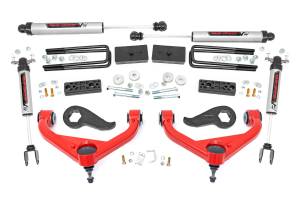 97770RED | Rough Country 3 Inch Lift Kit Red Control Arms V2 Shocks (2020-2025 Silverado, Sierra 2500 HD With Factory Rear Overloads)