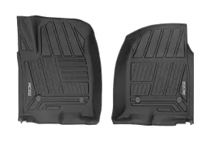 FF-2161 | Rough Country Flex-Fit FR Floor Mats (2019-2025 Silverado, Sierra 1500 2WD/4WD | 2020-2025 Silverado, Sierra 2500 HD, 3500 HD 2WD/4WD | Crew Cab Models ONLY)