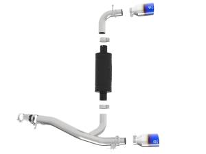 aFe Power - 49-33104-L | AFE Power Takeda 3 IN 304 Stainless Steel Axle-Back Exhaust System w/ Blue Flame Tip (2016-2018 Focus RS L4-2.3L t) - Image 2