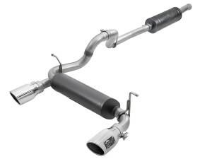 49-38066-P | AFE Power Rebel Series 2-1/2 IN 304 Stainless Steel Cat-Back Exhaust w/ Polished Tips (2018-2024 Wrangler JL V6-3.6L)