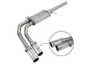 aFe Power - 49-44062-P | AFE Power Rebel Series 3 IN to 2-1/2 IN 409 Stainless Steel Cat-Back Exhaust w/ Polish Tip (2009-2019 Silverado, Sierra 1500 V6-4.3/V8-4.8/5.3L) - Image 1
