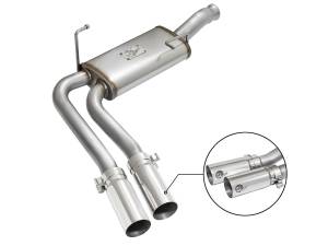 aFe Power - 49-44070-P | AFE Power Rebel Series 3 IN to 2-1/2 IN 409 Stainless Steel Cat-Back Exhaust w/ Polish Tip (2009-2019 Silverado, Sierra 1500 V6-4.3/V8-4.8/5.3L) - Image 1