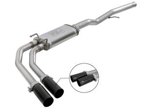 aFe Power - 49-44098-B | AFE Power Rebel Series 3 IN to 2-1/2 IN 409 Stainless Steel Cat-Back Exhaust w/ Black Tip (2009-2019 Silverado, Sierra 1500 V6-4.3/V8-4.8/5.3L) - Image 1