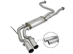 49-46124-P | AFE Power Rebel Series 3 IN 409 Stainless Steel Cat-Back Exhaust System w/Polished Tip (2004-2015 Titan V8-5.6L)