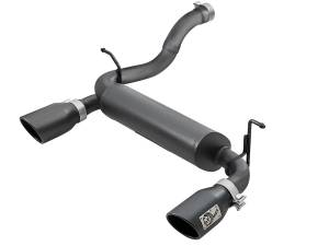 49-48067-B | AFE Power Rebel Series 2-1/2 IN 409 Stainless Steel Axle-Back Exhaust System w/ Black Tips (2018-2024 Wrangler JL L4-2.0Lt / V6-3.6L)