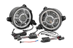 Rough Country - RCH5300 | Rough Country 9 Inch DRL Halo LED Headlights For Jeep Gladiator JT / Wrangler 4xe, JL, JL Unlimited (2018-2023) | DOT Approved - Image 1