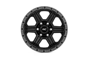 79170912B | Rough Country 79 Series Wheel | One-Piece / Semi Gloss Black With Gunmetal Ring / 17x8.5 / 6x5.5 / 0mm