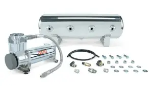 Air Lift Performance - 27801 | Air Lift Performance 2.5 Gal. Polished Tank w/ Viair 444c chrome compressor, 1/4" & 3/8" fittings & tank mounting hardware - Image 2