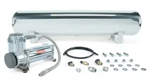 Air Lift Performance - 27802 | Air Lift Performance 4 Gal. Polished Tank w/ Viair 444c chrome compressor, 1/4" & 3/8" fittings & tank mounting hardware - Image 1