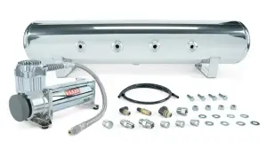 Air Lift Performance - 27803 | Air Lift Performance 4 Gal. 7-Port Polished Tank w/ Viair 444c chrome compressor, 1/4" & 3/8" fittings & tank mounting hardware - Image 2