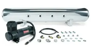 Air Lift Performance - 27808 | Air Lift Performance 5 Gal. Polished Tank w/ Viair 444c black compressor, 1/4" & 3/8" fittings and tank mounting hardware - Image 1