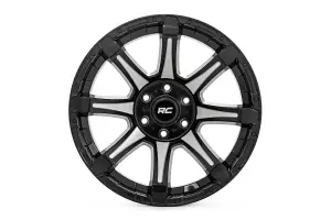 81200914M | Rough Country 81 Series Wheel | One-Piece / Semi Gloss Black With Machined Spokes / 20x9 / 5x5.5 / 0mm