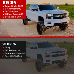 Recon Truck Accessories - 264156BK | Recon Piece Cab Roof Light Set LED Smoked Lens in Amber (2007-2014 Silverado, Sierra 2500 HD, 3500 HD) - Image 4
