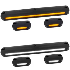 264156BKDCHP | Recon 3-Piece Cab Roof Lights Kit Ultra-High Power Dual-Color (Amber or White) LED Function Smoked Lens (2007-2014 Silverado, Sierra 2500 HD, 3500 HD)