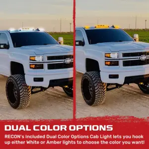 Recon Truck Accessories - 264156CLDCHP | Recon 3-Piece Cab Roof Lights Kit Ultra-High Power Dual-Color (Amber or White) LED Function Clear Lens (2007-2014 Silverado, Sierra 2500 HD, 3500 HD) - Image 5