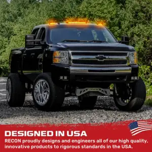Recon Truck Accessories - 264156CLDCHP | Recon 3-Piece Cab Roof Lights Kit Ultra-High Power Dual-Color (Amber or White) LED Function Clear Lens (2007-2014 Silverado, Sierra 2500 HD, 3500 HD) - Image 9