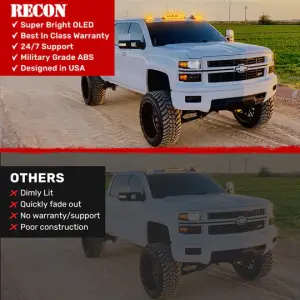 Recon Truck Accessories - 264156CLDCHP | Recon 3-Piece Cab Roof Lights Kit Ultra-High Power Dual-Color (Amber or White) LED Function Clear Lens (2007-2014 Silverado, Sierra 2500 HD, 3500 HD) - Image 11