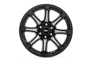 81200906M | Rough Country 81 Series Wheel | One-Piece / Semi Gloss Black With Machined Spokes / 20x9 / 8x180 / 0mm
