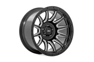 Rough Country - 90201212M | Rough Country 90 Series Wheel | One-Piece / Gloss Black With Machined Spokes / 20x9 / 6x5.5 / -12mm - Image 2