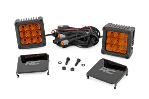 Rough Country - 70905ADRL | Rough Country 4 Inch Chrome Series LED Light Pods | Amber DRL, Square - Image 1