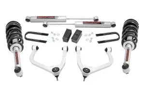 110531 | Rough Country 3.5 Inch Lift Kit For GMC Sierra 1500 2WD/4WD | Aluminum Arm Finish, Rear Factory Mono-Leaf Springs, N3 Struts With N3 Rear Shocks