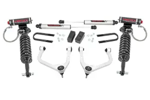 110557 | Rough Country 3.5 Inch Lift Kit For GMC Sierra 1500 2WD/4WD | Aluminum Arm Finish, Rear Factory Mono-Leaf Springs, Vertex Coilovers With V2 Rear Shocks