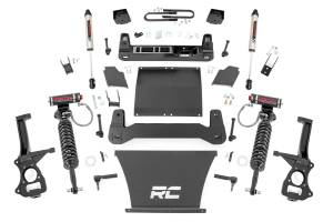 21657_A | Rough Country 6 Inch Lift Kit For Chevrolet Silverado 1500 4WD | 5.3L V8 or 6.2L V8 Engine, Factory Rear Mono-Leaf Springs, Vertex Coilovers With V2 Rear Shocks