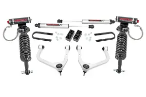28257_A | Rough Country 3.5 Inch Lift Kit For Chevrolet Silverado 1500 2WD/4WD | Aluminum Finish Control Arm, Factory Rear Mono Leaf Spring, Vertex Coilovers With V2 Rear Shocks