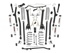 66370 | Rough Country 4 Inch Lift Kit Jeep Wrangler TJ 4WD | Long Arm, V2 Monotube Shocks