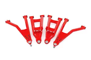 93174RED | Rough Country Aluminum Control Arms For Polaris Ranger XP 1000 | High Clearance With 2 Inch Forward Offset, Red Finish