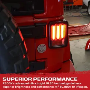Recon Truck Accessories - 264234LEDRD | Recon Tail Lights OLED in Red (2007-2018 Wrangler JK) - Image 7