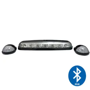 264155CLRGB | Recon 3 Piece Set Clear Cab Roof Light Lens with RGB (Multi-Colored) High-Power LED's (2002-2007 Silverado, Sierra 2500 HD, 3500 HD)