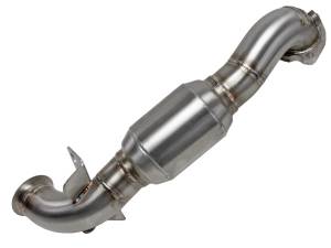 48-36318-1HC | AFE Power Twisted Steel Down Pipe 2-1/2 IN 304 Stainless Steel w/ Cat (2007-2015 Cooper S L4-1.6L t N14, N18)