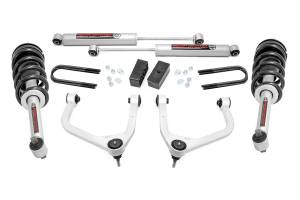 28831_A | Rough Country 3.5 Inch Lift Kit GMC Sierra 1500 2WD/4WD | Aluminum Finish Control Arm, Factory Rear Mono-Leaf Spring, N3 Struts With N3 Rear Shocks
