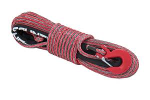 RS116 | Rough Country Synthetic Winch Rope | 3/8 Inch, 85 Feet, 16,000lbs Rating, Red / Grey