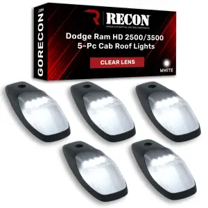 Recon Truck Accessories - 264345WHCL | Recon 5 Piece Cab Roof Light Set LED Clear Lens in White (2019-2025 Ram 2500, 3500| Fresh Install Only) - Image 2