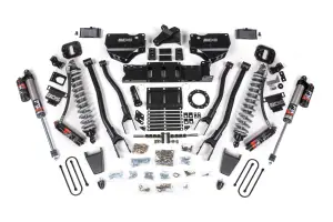 BDS1671PES | BDS Suspension 4 Inch Lift Kit With 4 Link For Dodge Ram 3500 4WD | Diesel, Fox 2.5 Coil-Over Conversion Performance Elite, Rear Lift 2 Inch Black Kit With Overload Leaf, Front Rubber Bump Stop, 6 Bolt Indexing Ring