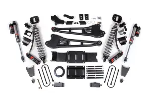 BDS1704PES | BDS Suspension 4 Inch Lift Kit With Radius Arm For Ram 3500 4WD | Diesel, Fox 2.5 Coil-Over Conversion Performance Elite, Rear Lift 2 Inch Block Kit Without Overload, Front Rubber Bump Stop, 6 Bolt Indexing Ring