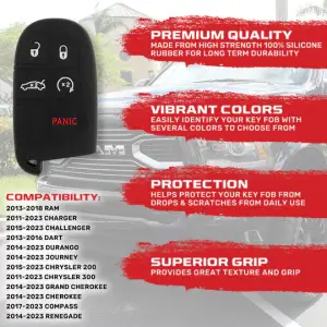 Recon Truck Accessories - 264002DG1BK | Recon Black Silicone Key Fob Cover (Dodge 2013-2018 RAM ) - Image 4