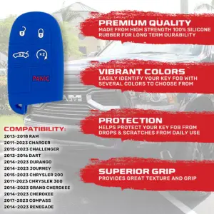 Recon Truck Accessories - 264002DG1BL | Recon Blue Silicone Key Fob Cover (Dodge 2013-2018 RAM ) - Image 4