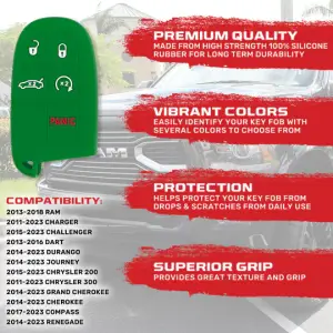 Recon Truck Accessories - 264002DG1GR | Recon Green Pantone 356 C Silicone Key Fob Cover (Dodge 2013-2018 RAM ) - Image 3
