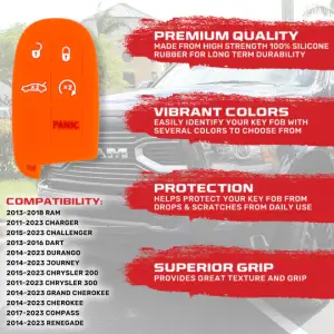 Recon Truck Accessories - 264002DG1OR | Recon Orange Silicone Key Fob Cover (Dodge 2013-2018 RAM ) - Image 4