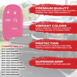 Recon Truck Accessories - 264002DG1PK | Recon Pink Pantone 6051 C Silicone Key Fob Cover (Dodge 2013-2018 RAM ) - Image 3